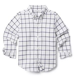 Janie and Jack Classic White Black Plaid Button Down Shirt